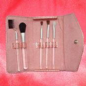 5pcs mini brushes in pink embossed pouch