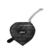 Black Polyester Heart Shape Purse