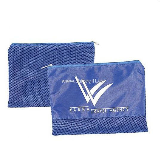 blue polyester toiletry bag