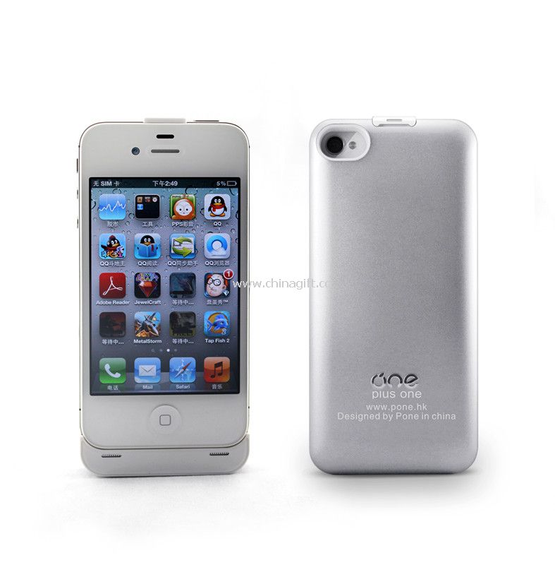 External Rechargeable Battery Case Power Skin for iPhone 4/4S 1350MAH