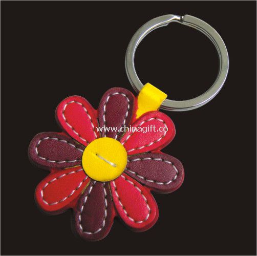 Flower Shape Leather Keychain
