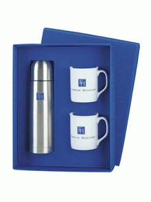 Flask & Mugs Set Blue Wave images