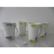 Folhas caneca e colher em conjunto images