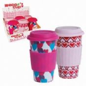 Tazas de porcelana de doble pared con caja de presentación de la taza de café ecológico images