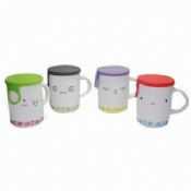 Mugs monocouche en porcelaine avec couvercle de Silicone et une capacité de 10oz images