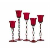 Red + Clear painting decal, frosty Glass Candle Cups images