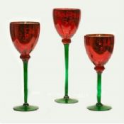 Vermelho decorativo seda impressão, decalque, copos de vela de cálice de vidro pintado images