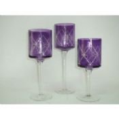 Round purple Painted Glass Candle Cups images