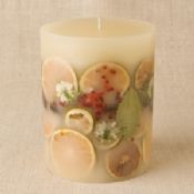 PILLAR CANDLE with dried fruit slice decorated images