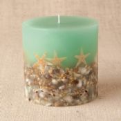 Aroma pillar candle decorate with shell images