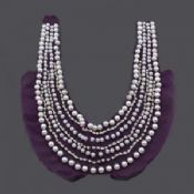 Appliques violet tissu perle collier images