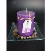 3x4 purple pillar candle in glass tray images