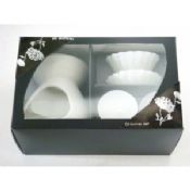 Black / White Aroma Ceramic Essential Oil Burner With Wax Tart Set images