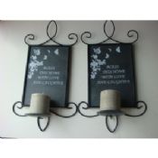 Square Black Iron Wall Sconce Candle Holders With Pillar Candle images