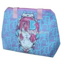 75g Silk screen printing beauty elipe shape sea beach zipper non woven carry bag images