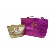 Charming 75g Square Veins Shining Coated Non Woven Carrier Bags With Zipper Closure images