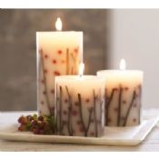 Pillar candle with natural plant decorated images