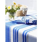 Tableau définissant la serviette, rayé bleu et blanc, Set de table pour hôtels images