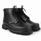 Black Leather Military Ankle Boots With Rubber Sole small picture