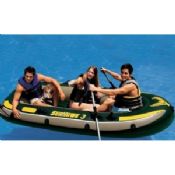 Comfortable 0.75mm PVC 3 Person Inflatable Boat Set Up With Oars images