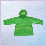 Green Hooded Long PVC Rain Coats With Cartoon Printed images