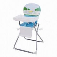 Babys high/feeding chair with safety harness + foot board images