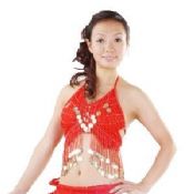 Butterfly Shape Red Belly Dance Bra With Golden Coins images