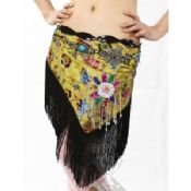 Classical Satin mesh Tassel Belly Dancing Hip Scarf with lattern shaped palps images