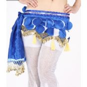 Cute Sweet Royal Blue Belly Dance Hip Scarf with Round Leaves Paillette / Gold Coins images