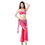 Trajes de dança do ventre vermelho moda para prática Top + calça + pequena capeleta images