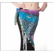 Leopard Chiffon Belly Dance Hip Scarves with Lattern Shaped Palps images