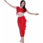 Prática de dança do ventre vermelho / trajes do desempenho com bastante babados images