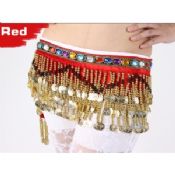 Sexy Shinning Velvet Belly Dance Hip Schals mit drei Schichten Goldmünzen images