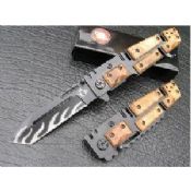 Stainless steel color wood handle dual blade knife images