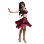 Trajes de prática de dança do ventre tradicional rosa Print laço elástico de alto images