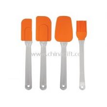 Silicone Cooking Utensil Set with Plastic Handles Spatula - Spoon - Brush images