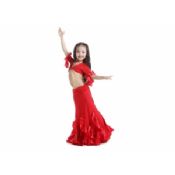 Milk Silk Stage Red Kids Belly Dance Costumes Fishtail Skirt and Top images
