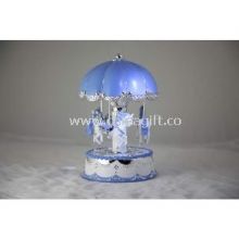 Blue Carousel Music Box Polyresin Miniature Carousel images