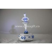 Mirror Polyresin Miniature Carousel Blue Ballet Girl Dancing Music Box images