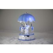 Blue Carousel Music Box Polyresin Miniature Carousel images