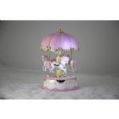 Boîte à musique miniature Carousel carrousel rose images