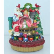 Resin christmas tree and father Water/Snow Globes music box with hand painting images