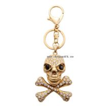 Bulk golden plating skull keychain gift for boyfriend bling rhinestone keychain images