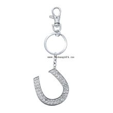 Cheap diamond alphabet letters keychain u rhinestone keychain bling key chain stamp images