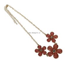 Crystal Rhinestone Rose Red Flowers Bib Pendant Choker images