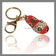 Custom 3d rhinestone metal high heel shoes shaped keychain images