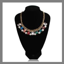 Custom design colored crystal glass pendant pearl necklace images