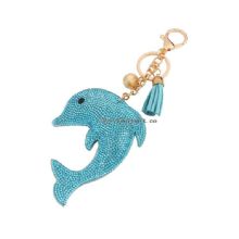 Fancy key rings leather keychain dolphin shape custom key ring images