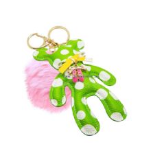 Leather Animal keyring cheap keyring wholesale handmade bear keyrings with fur ball images