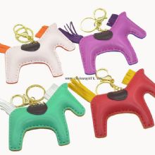 Multi color Leather Horse keychain Custom leather keychain images